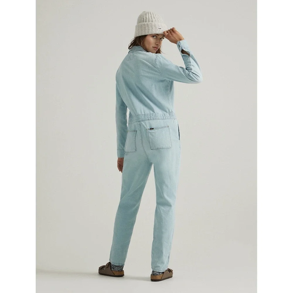 Free People x Lee JeansVintage Modern Union-Alls NWT Sz M $158 Denim Barely Blue